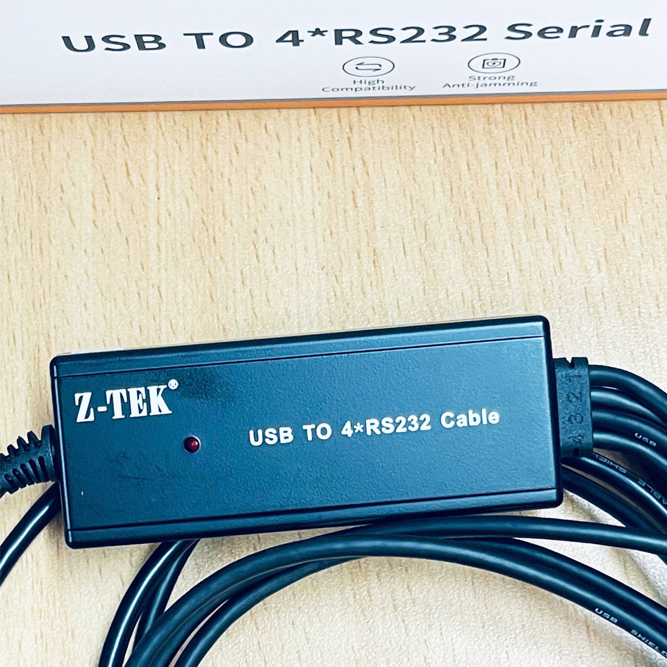 Cáp Chuyển Đổi USB 2.0 to 4 Port RS232 Serial Z-TEK ZE791 Adapter with Prolific PL2303GT Chip Cable