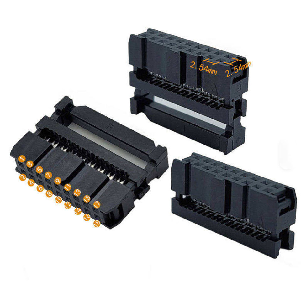 Đầu Nối Cáp IDC 18 Pin Female 2x9 Pitch 2.54mm Socket Connector For IDC Flat Ribbon Cable