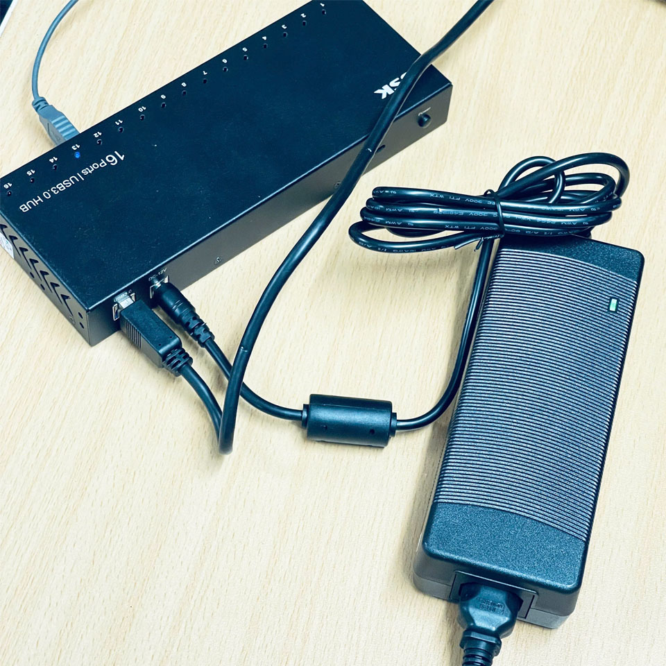 Bộ Chuyển Đổi Nguồn Adapter 12V 10A HG-120/100A-296S Jack Cắm DC Connector Size 5.5mm x 2.1mm Dùng Cho Bộ Chia USB Hub 16 Ports USB 3.0 SSK SHU1600