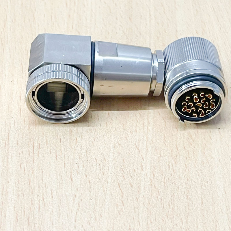 Đầu Rắc Original HUMMEL Connector M23 19 Pin M23 19 Pin Male Connectors Solder Type for Cable Shield 90 Degree