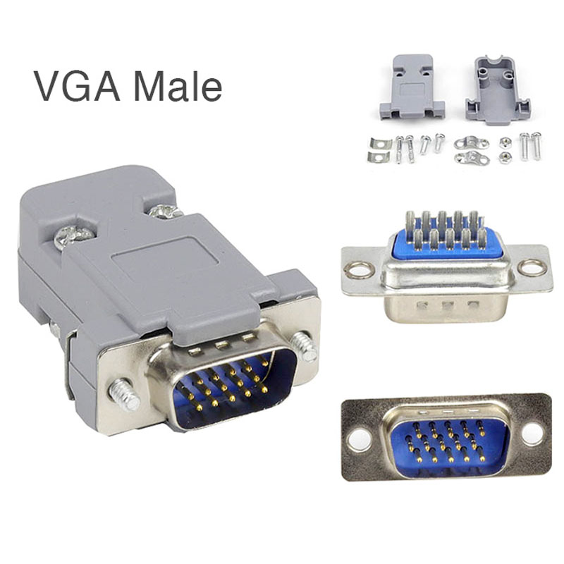 Bộ Rắc Hàn Cổng VGA DB15 Pin Male Solder Type Connector Socket 3 Row For PLC/CNC/Desk Robot