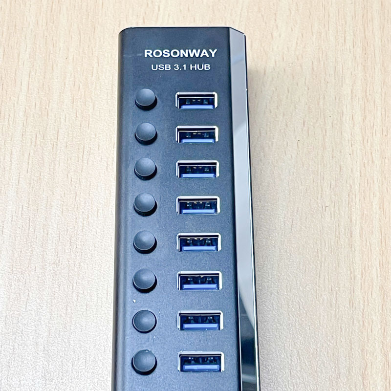 Bộ Chia USB 3.1 HUB 13 Cổng ROSONWAY Nguồn Ngoài 12V Vỏ Nhôm Rosonway Alumium 13 Port Powered USSB 3.0 Hub with 72W Hàng Original Tháo Thiết Bị