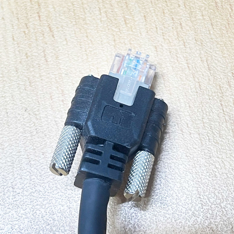 Cáp mạng 20210316- GigE-10 Dài 10M Có Chống NhiễuGigabit CAT5E RJ45 SFTP Ethernet Cable Thumbscrew Locking Shielded For GIGE industrial CCD Cameras and CCD basler Camera