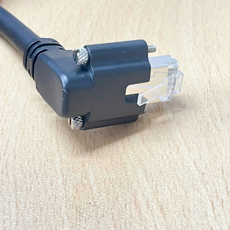 Cáp Camera Công Nghiệp Vuông Góc 90 Độ Dài Siêu Chịu Gập Mềm Dẻo Dài 5M CB-8P8C-8P8C-005 Cat6 26AWG/4P MOVEABLE CABLE Industrial Camera Gigabit Ethernet Cable Assemblies With Screw Locking 90 Degree Length 5M