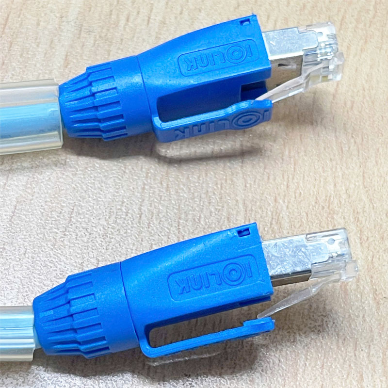 Dây Nhẩy CAT6A Shielded LSZH SFTP IOLINK Ethernet Network Patch Cord up to 10GBase-T and 500MHz Straight Through Cable Blue Dài 0.3M
