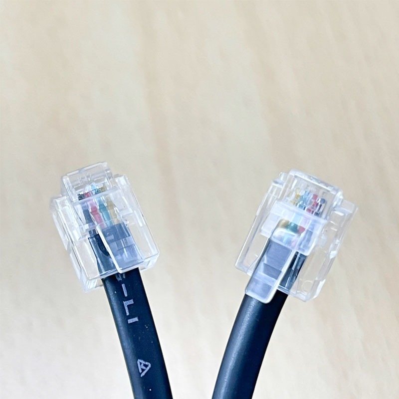 Cáp Modem, Fax, Phone DC080000080 112666-008 RJ11 6P4C to RJ11 6P4C 4 Wire Interconnect Telephone Crossover Cable Flat Black Length 2M