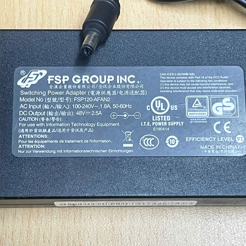 Adapter 48V 2.5A 120W FSP120-AFAN2 Connector Size 5.5mm x 1.7mm For Hikvision Video Recorder POE DVR Power Supply