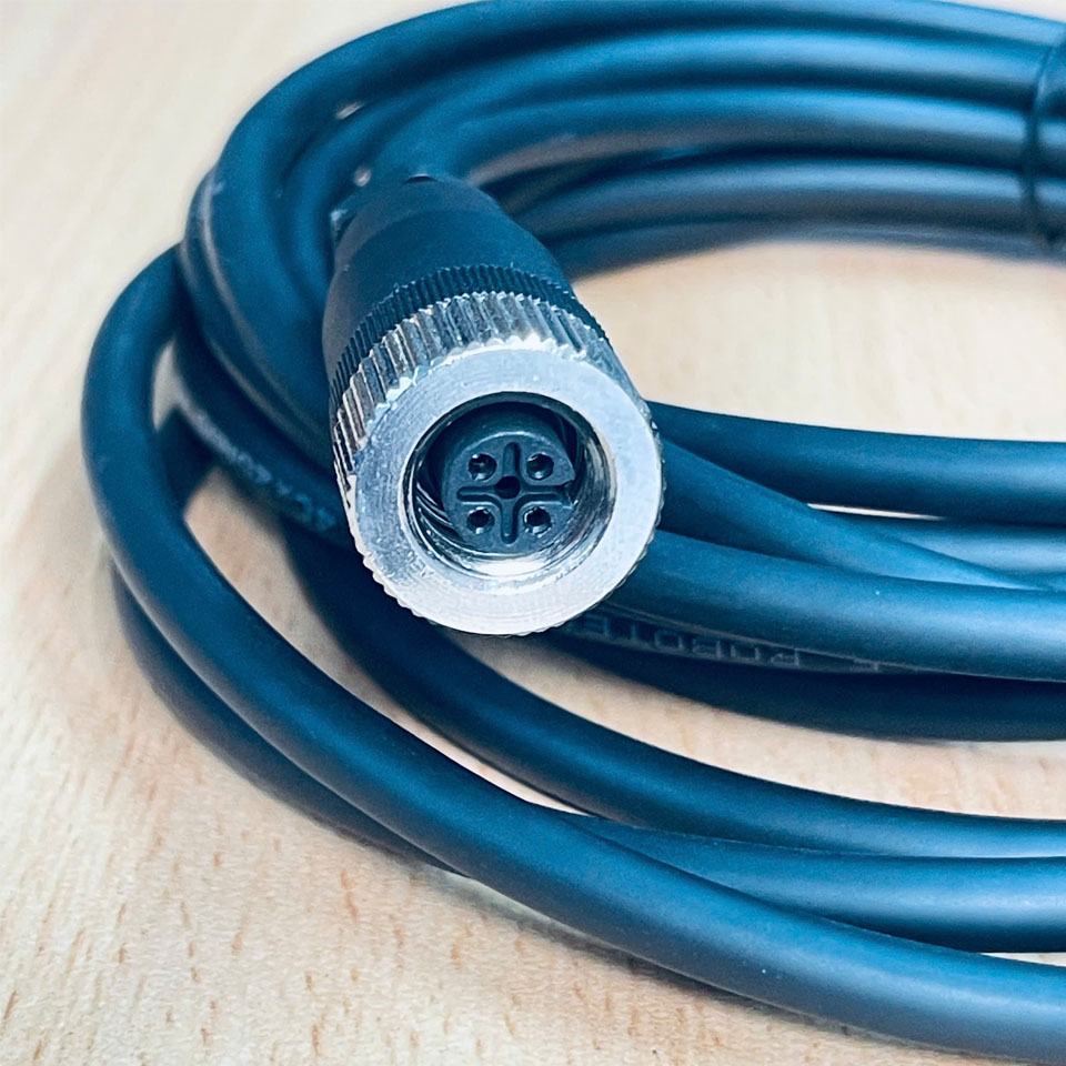 Cáp M12-M12-4.6M-2 Cable M12 4 Pin Cable M12 A-Code 4 Pole Male to Female Black Length 4.6M