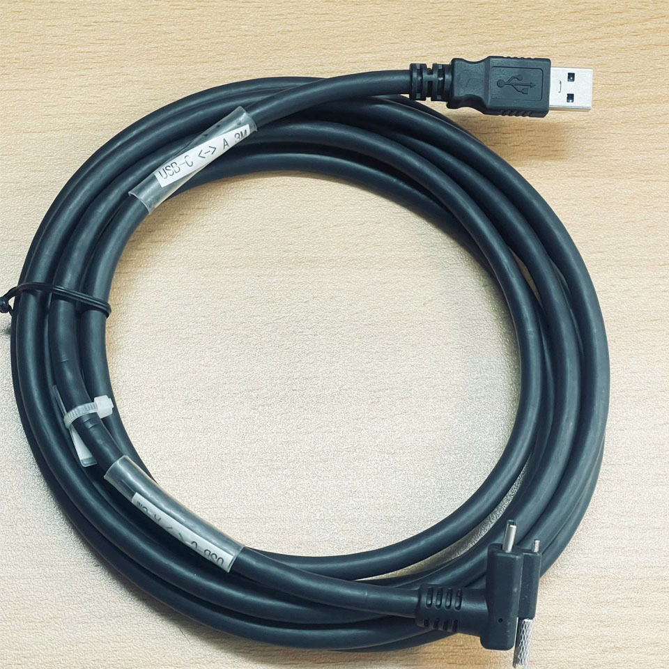 Cáp USB 3.0 Type-A sang USB Type-C góc vuông có chốt khóa kim loại Cable Right Angle USB-C to USB-A Dài 3M For USB3 Vision Industrial Cameras Industrial barcode scanners Medical equipment