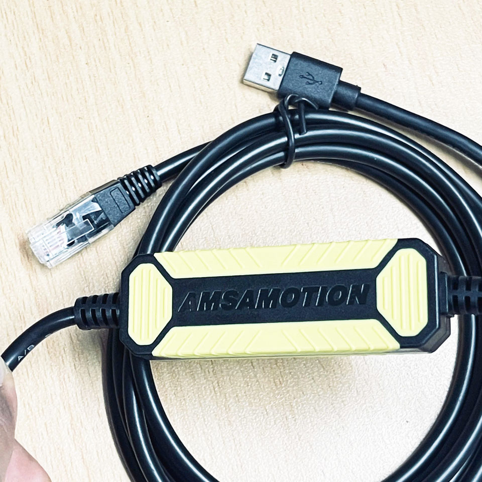 Cáp Lập Trình USB-S6-L-T00-3.0 AMSAMOTION Dài 2.5M Cable CH340 Chip USB TTL RS232 to RJ45 For Inovance IS620P/N/F 600P SV660N SV630P CN3 Series Servo Connect Witch Computer Download/Upload Data