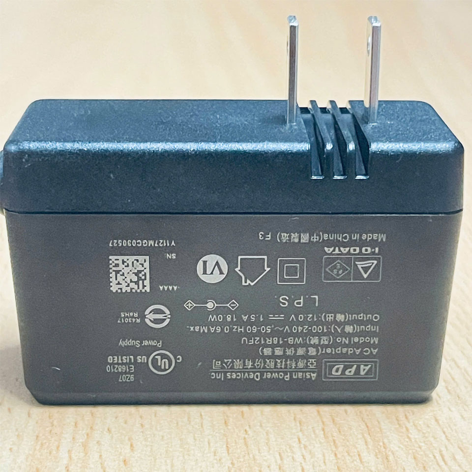 Chuyển Nguồn Adapter APD 12V 1.5A 18W WB-18R12FU US Plug Power Cord DC Connector Size 5.5mm x 2.5mm