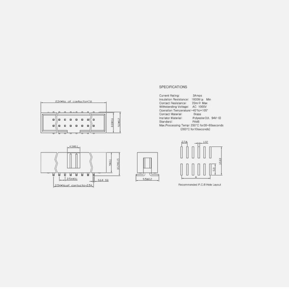 Đầu Nối Cáp IDC SMT 24 Pin Male 2x12 2.54mm Pitch  Cable Connector Male Shrouded Box Header