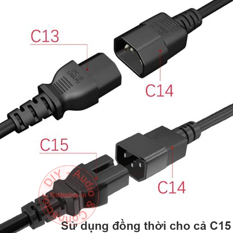 Dây Nguồn OEM CAB-C15-CBN IEC 60320 C14 to C15 10A 250V 18AWG 3x1.0mm²  cho PDU , UPS, PC