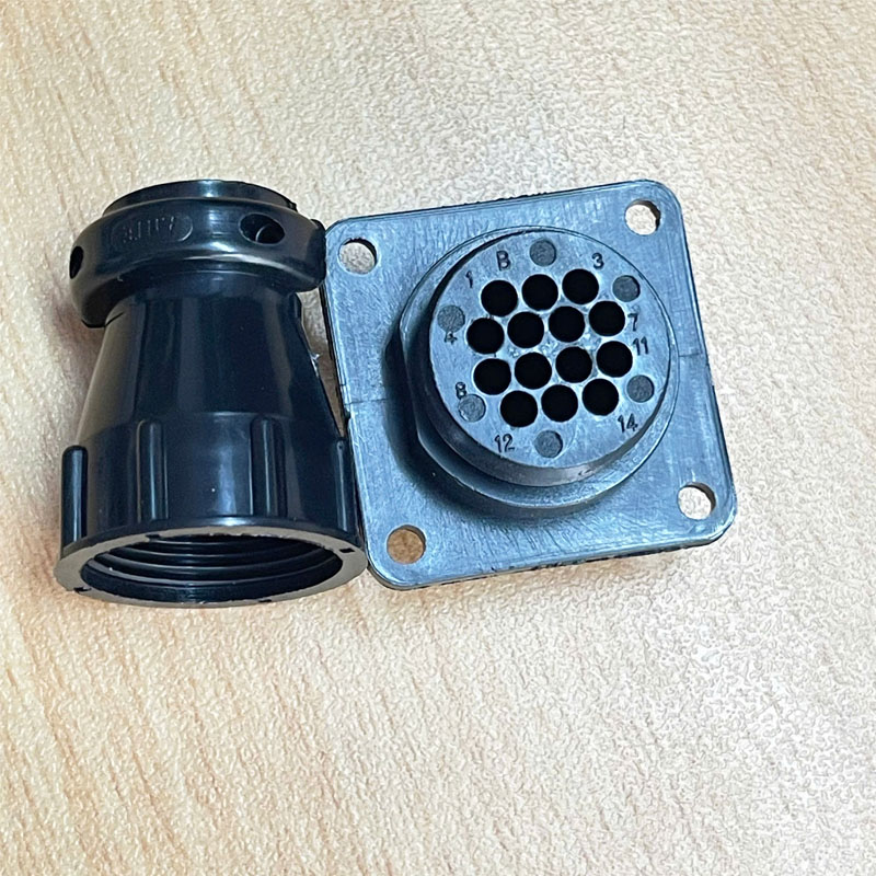 Đầu Nối Cáp SMEMA 206043-1 14 Pin Female Standard Circular Connector For Wire & Cable Reverse Gender Power & Signal Black Circular Plastic Connectors