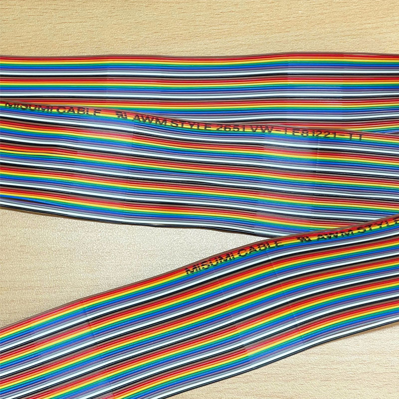 Cáp Bẹ Cầu Vồng MISUMI MAST-SFKK-SCL-50 IDC 50 Pin Flat Rainbow Ribbon Cable 50 Wire 1.27mm Pitch 50 Way 7/0.127mm(AWG-28) Ribbon Cables - Rainbow Intermittently Bonded 300V  UL Standard Length 61M