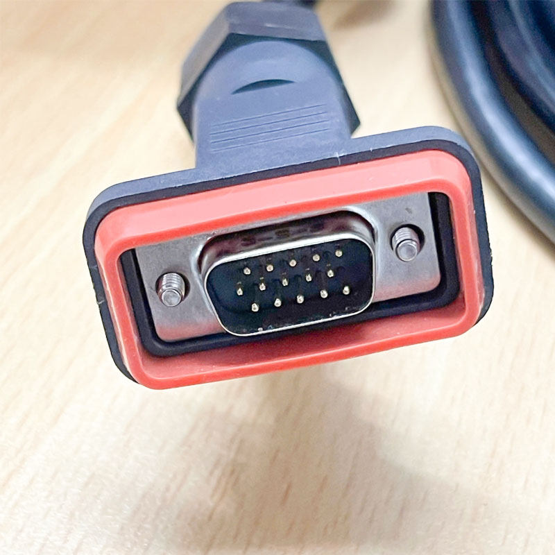 Cáp ZTE RRU DB15 VGA AISG to Din 8 Pin Male Dài 5M Control Cable Connector chống thấm nước For RRU to RCU