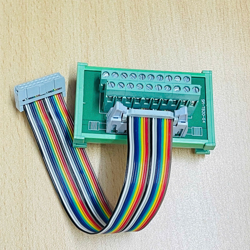 Cáp Bẹ Nhiều Màu 20 Pin IDC Connector Round Female to Female 20 Pin FC 2*10 Pitch 2.54mm Dài 0.2M For I/O Module Signal PLC Cable