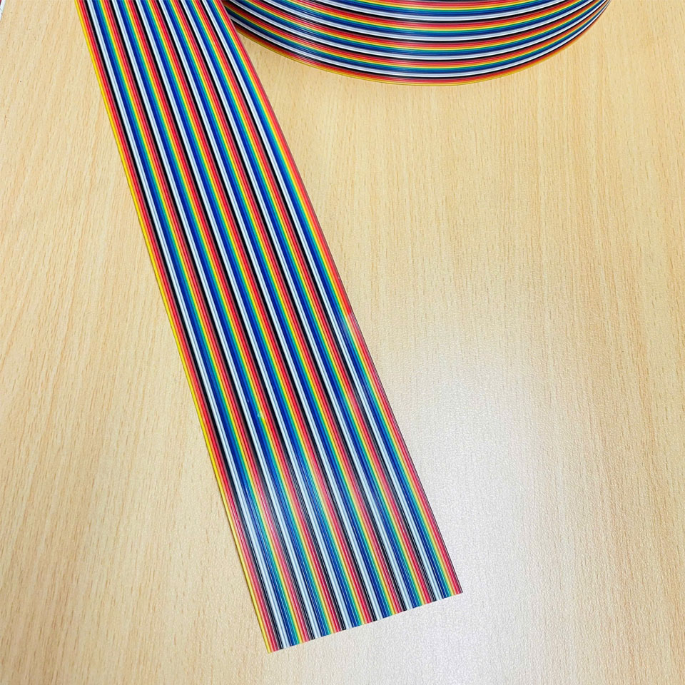 Cáp Dẹt Nhiều Màu 64 Pin Flat Ribbon Rainbow Cable 1.27mm Pitch 64 Way Unscreened 81.3mm Width 28AWG 300V Length 1M