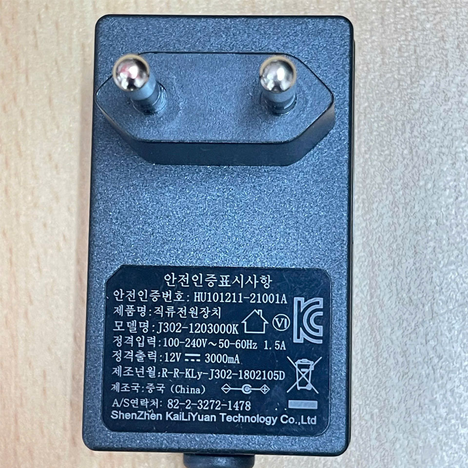 Bộ Nguồn Adapter 12V 3A HU101211-21001A EU Plug Connector Tip Size 5.5mm x 2.1mm
