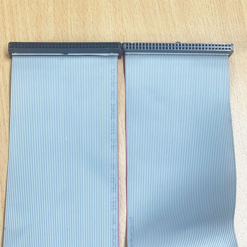 Cáp SCSI IDC 64 Pin 2.54mm Pitch Female to Female Cable 0.5M Flat Ribbon 1.27mm 64 Way 81.3 mm Width Grey For Terminal Block Interface