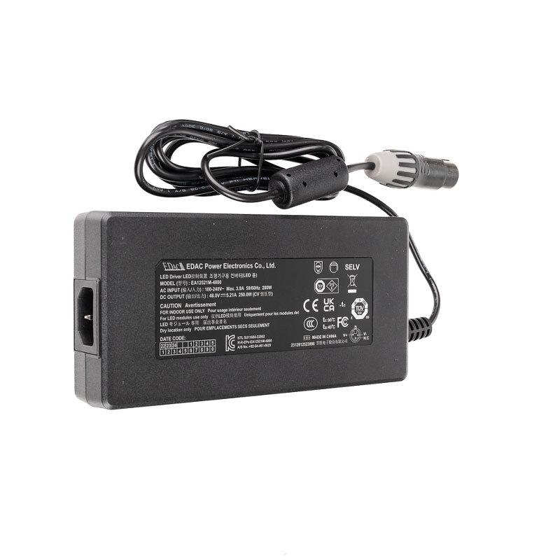 Adapter 48V 5.21A 250.08W EA12521M-4800 Connector Tip Size XLR 3-Pins Female Dùng Cho Đèn LED Godox Litemons LA200D LA200Bi Godox CS-50D
