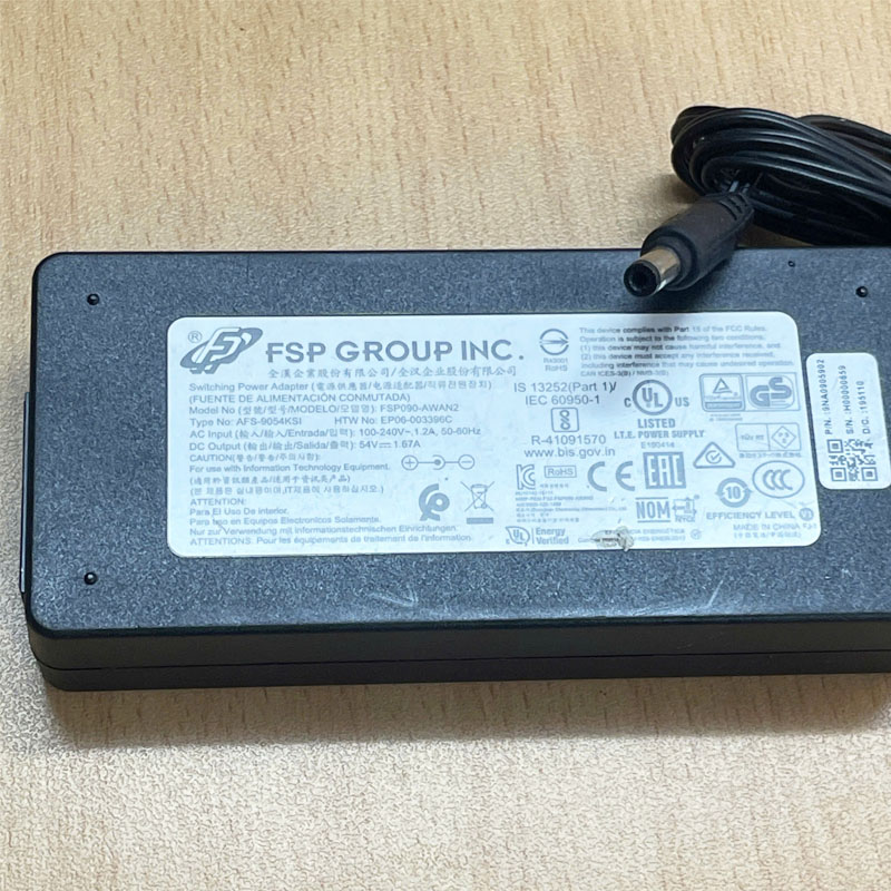 Bộ Chuyển Nguồn Adapter FSP 54V 1.67A 90W FSP090-AWAN2 Connector Tip Size 5.5mm x 2.5mm