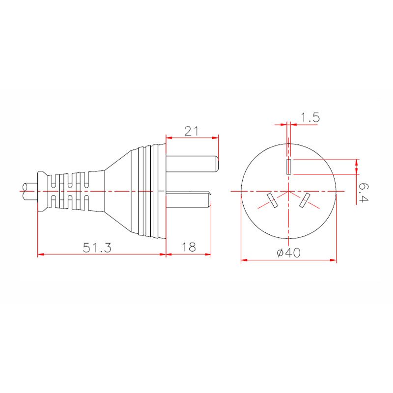 Dây Nguồn PHINO PHP-304R AC Power Cord GB2099  Australia & China IEC60320 to 3 Core Cosse Solderless Crimped 10A 250V 3x1.0mm² Dài 1.5M