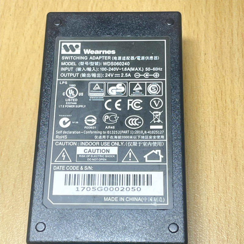 Adapter Wearnes 24V 2.5A WDS060240 chân cắm DC size 5.5mm x 2.5mm For Printer G500 G530 EZ1100