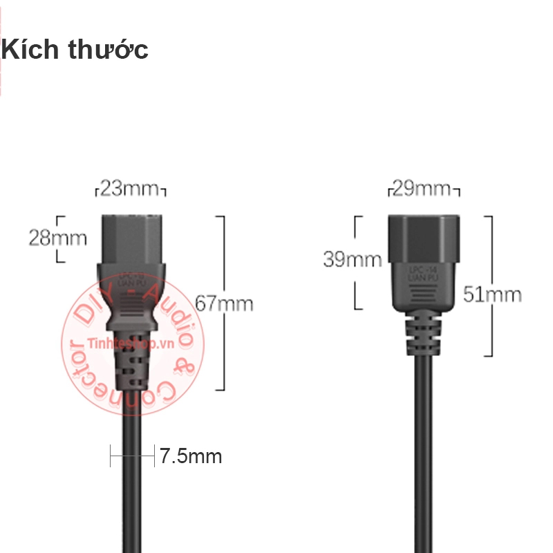 Dây Nguồn OEM CAB-C15-CBN IEC 60320 C14 to C15 10A 250V 18AWG 3x1.0mm²  cho PDU , UPS, PC