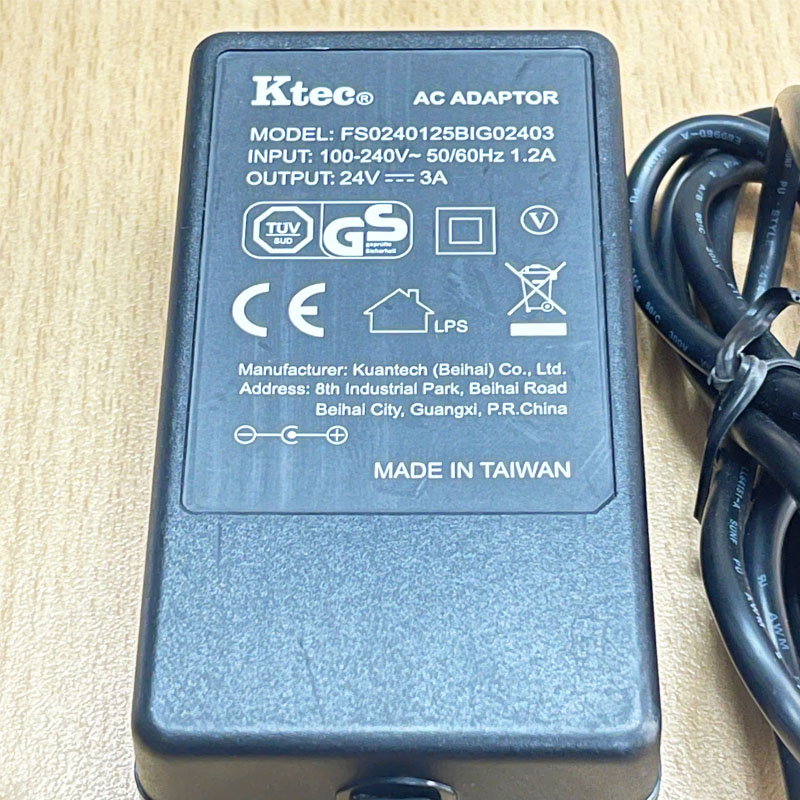 Adapter Original 24V 3A 72W Ktec FS0240125BIG02403 Connector DC Size 5.5mm x 2.5mm