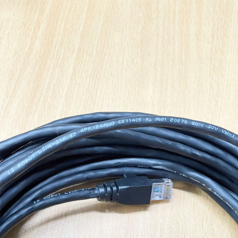 Cáp XC-M12EN-M8SR-10M-R M12 X-Coded Ethernet Network Connector to RJ45 GigE Vision Dài 10M IS ROBOT LINE-STP E5 4PRX24AWG E11405 AWM 20276 80C 30V VW-1 AWM For Datalogic Matrix 220 Barcode Scanner