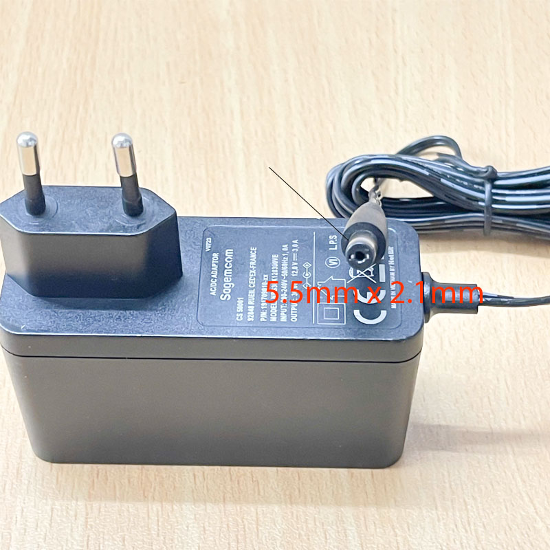 Adapter 12V 3A 36W Sagemcom NBS36K120300VE Connector Size 5.5mm x 2.1mm