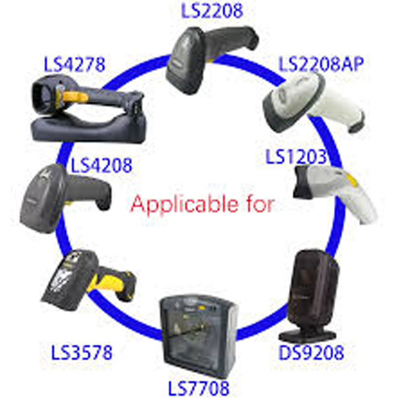 Cáp máy quét mã vạch CBA-U01-S07ZAR Barcode Motorola Zebra Symbol USB to RJ50 10 Pin 10P10C for Zebra Symbol DS9208 DS4308 LI4278 LS9203 DS2208