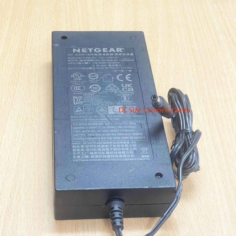 Adapter 54V 4.7A 253.8W ADS-260NLB-54-1 540254E Connector DC Size Tip 5.5mm x 2.5mm Hàng Việt Nam Tháo Thiết Bị