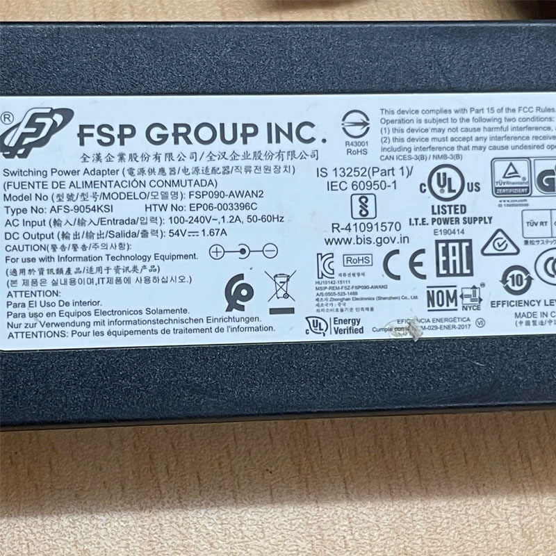 Bộ Chuyển Nguồn Adapter FSP 54V 1.67A 90W FSP090-AWAN2 Connector Tip Size 5.5mm x 2.5mm