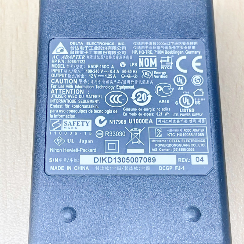 Adapter Delta EADP-15C 12V 1.25A Connecter Tip Size 5.0mm x 3.0mm