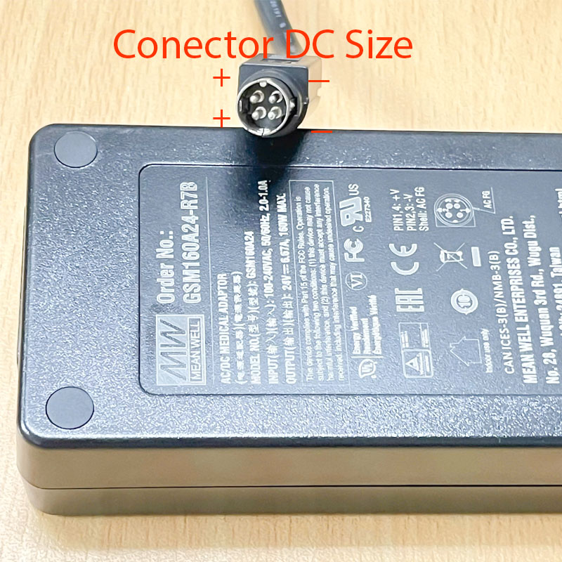 Adapter 24V 6.67A 160W Mean Well GSM160A24-R7B Connector Tip Size 4 Pin Mini Din 10mm Plug For Bosch Digital Discussion System, Medical Power Supply