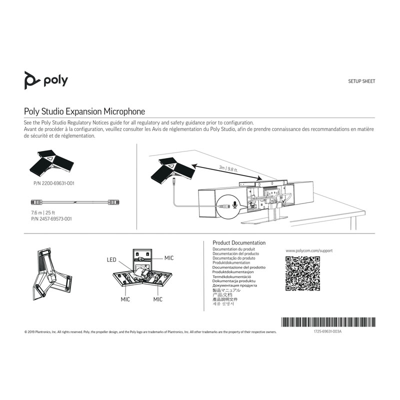 Cap RJ11 RJ12 6 Pin 6P6C Male Shielded to Male Shielded  S/FTP Dài 15M - Polycom RealPresence Trio Expansion Microphones