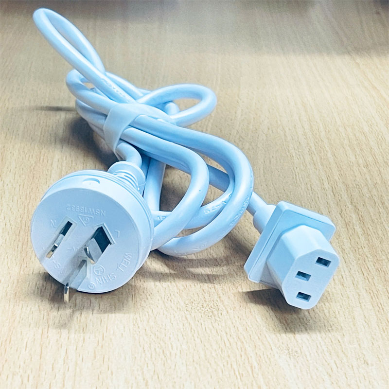 Dây Nguồn 3 Chân Chéo Tam Giác WELL SHIN WS-015 WS-002-15 Australia & China AC Power Cord GB2099 to C13 10A 250V 3Gx0.75mm² White Dài 1.8M