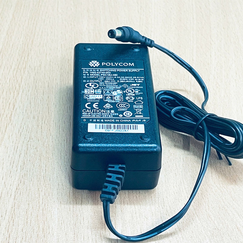 Adapter POLYCOM 48V 0.38A PSC18U-480 Connector Size 5.5mm x 2.5mm For Polycom VVX 400 Series Phones