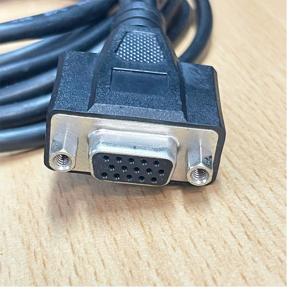 Cáp Cognex 300-1127R A-PID DM-RS232IO-00 Dài 2.5M Cable HDDB15 SUB-D15F-HD Female to RS-232 D-Sub DB9 Female  + 8 Wire Flying ForBarcode Reader