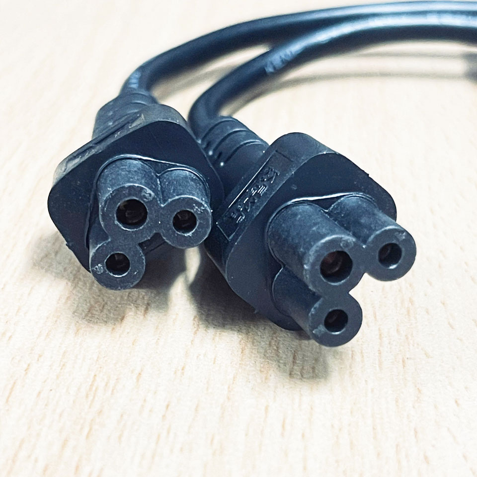Dây Nguồn 3 Chân 2 Dẹt 1 Tròn Chia Chữ Y Type Splitter Power Cord  NEMA 5-15p KEMP KMP-02 KMP-33 to IEC-C5 Dài 0.4M