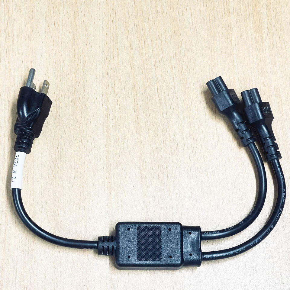 Dây Nguồn 3 Chân 2 Dẹt 1 Tròn Chia Chữ Y Type Splitter Power Cord  NEMA 5-15p KEMP KMP-02 KMP-33 to IEC-C5 Dài 0.4M