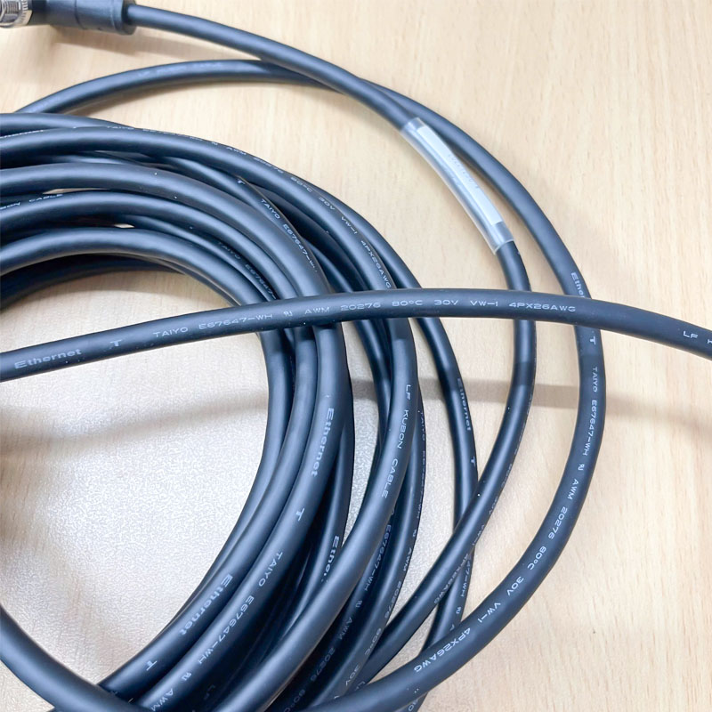 Cáp XC-M12EN-M8SR-10M-R 6H 20221230-A Dài 10M Cable M12 X-Coded 8 Pin Male 90 Degree to RJ45 GigE Vision CAT6 High Flex Ethernet Cable TAIYO E67648-WH 4P X 26AWG For Machine Vision Cognex DataMan 150/260 Series