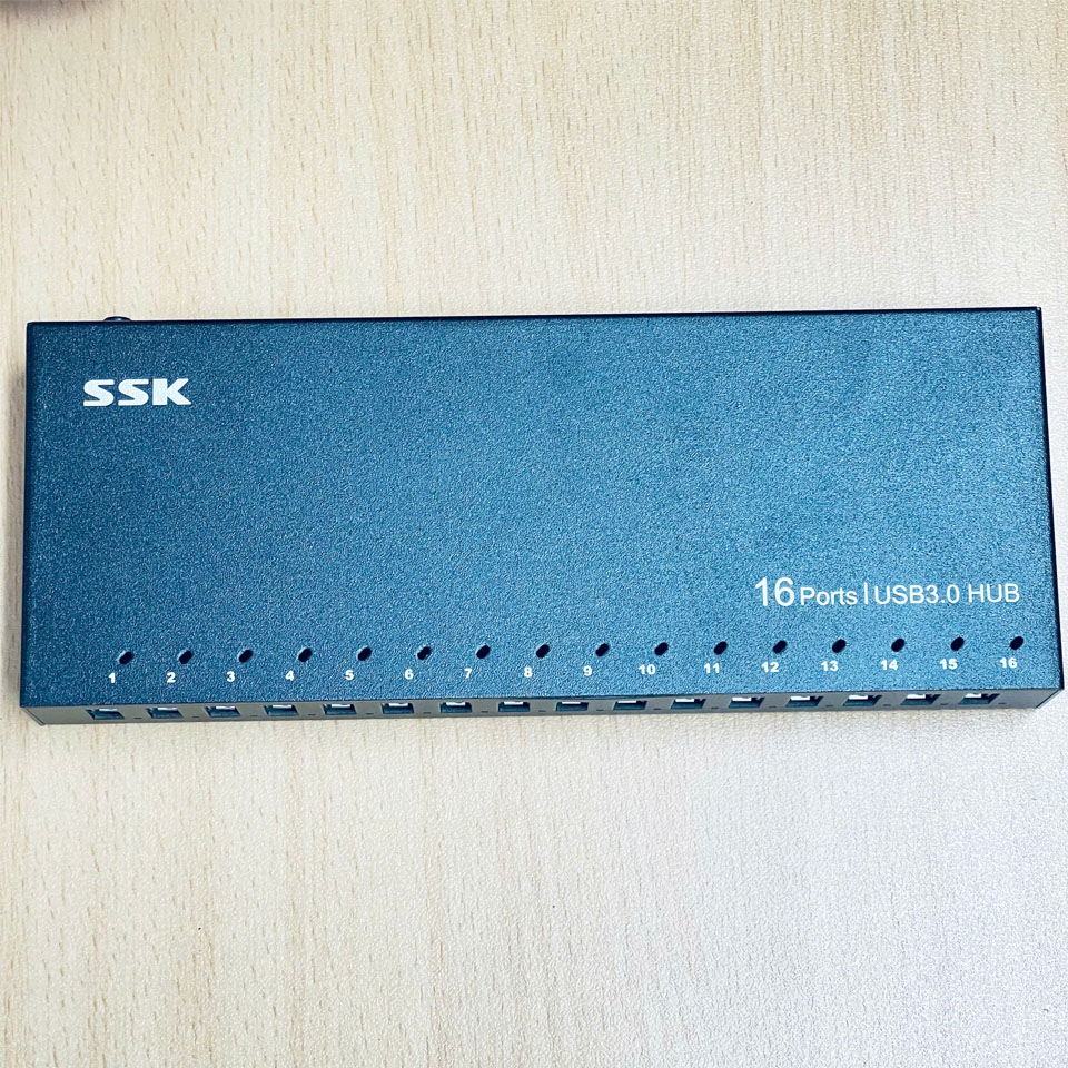 Bộ Chia USB Hub 16 Ports USB 3.0 SSK SHU1600 With Individual Switches and 12V 10A Power Adapter USB Extension