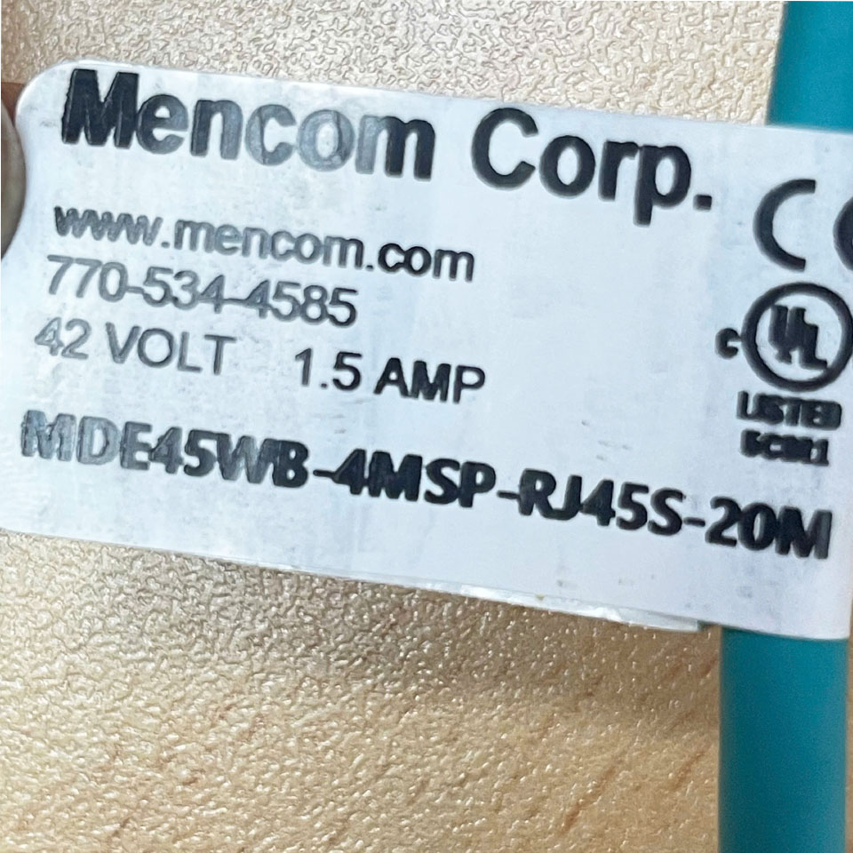 Cáp Mencom MDE45WB-4MSP-RJ45S-20M Shielded Industrial Ethernet Ethernet Dài 20M Cable M12 4 Pin D-Coded Male Straight Connector to RJ45 Shielded Plug.