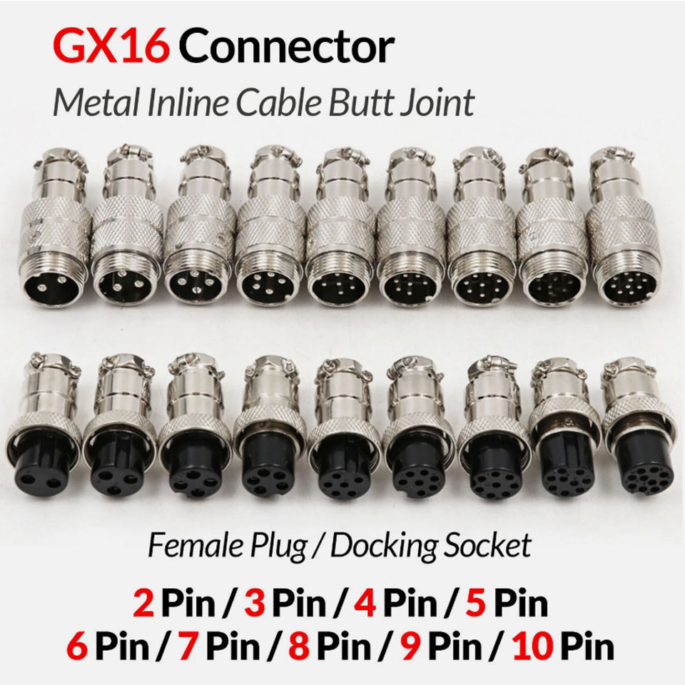 Đầu Rắc Hàn GX16 Jack 5 Pin Female  12mm Aviation Straight Solder Lead Plug Socket
