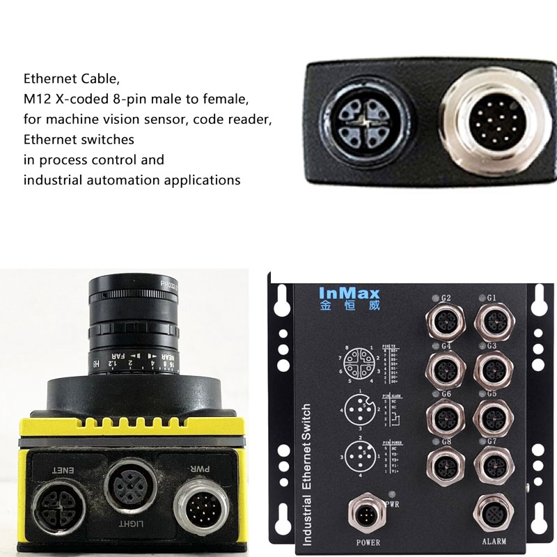 Cáp Điều Khiển DK-G-XC-M12EN-M8SN-15M-N Dài 15M Cable M12 X-Code 8 Pin Male to RJ45 CAT5E Shielded For Cognex Industrial Camera Flexible Original Networking Cable