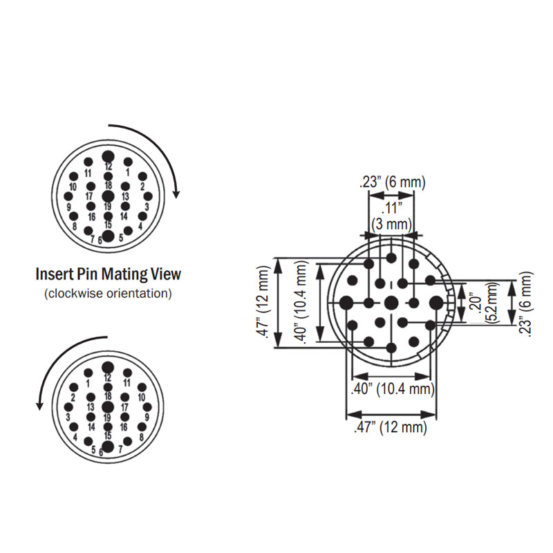 Đầu Jack Original Connector M23 19 Pin Female Crimp Insert Without Contacts For M23 Signal Connector Servo Encoder Cable 19 Pin Industrial