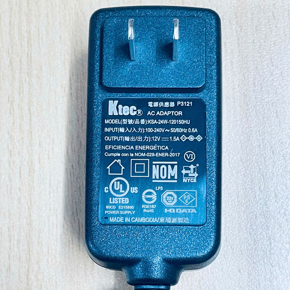 Adapter 12V 1.5A 18W KTEC KSA-24W-120150HU US Plug Power Cord DC Connector Size 5.5mm x 2.5mm